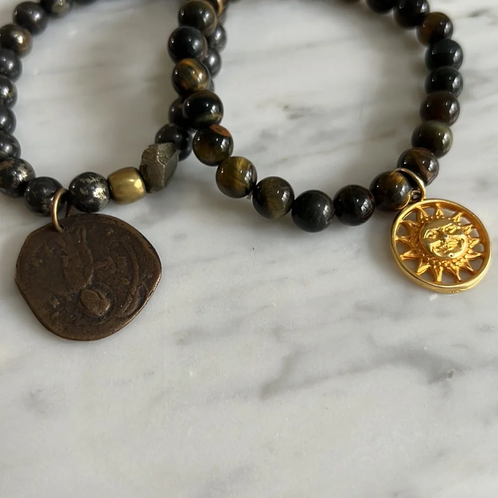 Trio of Beaded Stone Stretch Bracelets - Picture 3 of 3